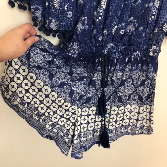 ANTHROPOLOGY Raga Blue Pom Pom Romper Sz XS - Picture 9 of 10
